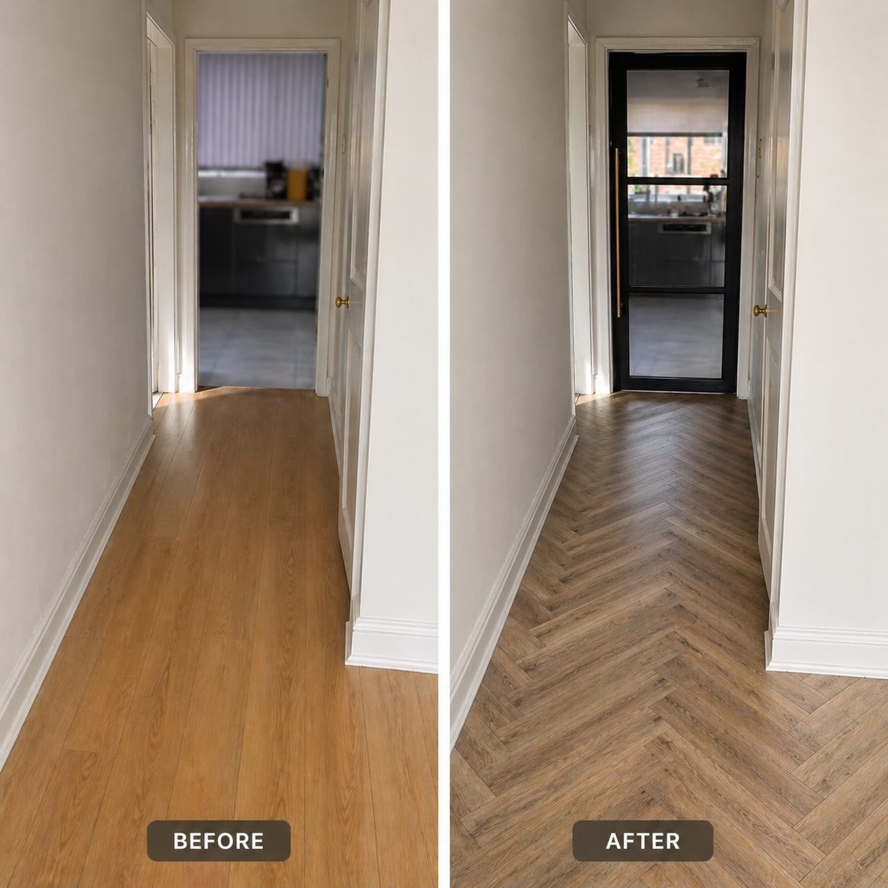 Herringbone flooring installation